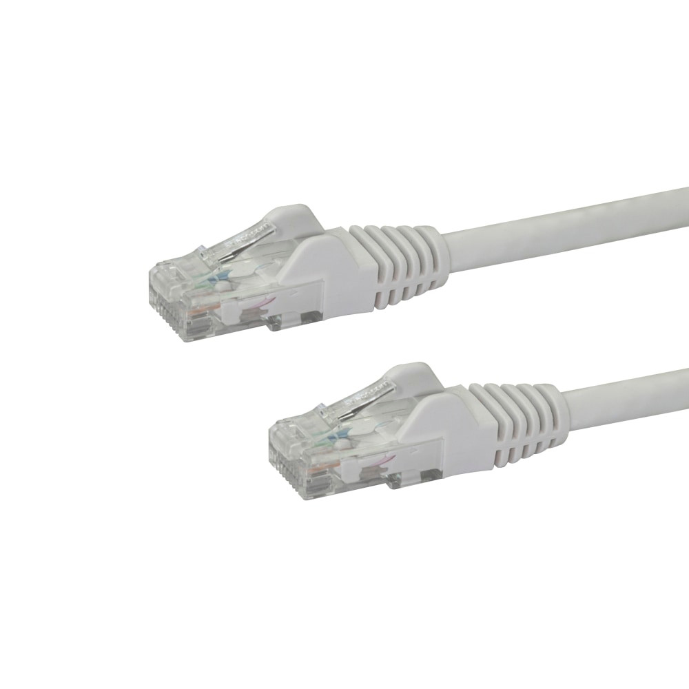 EASY INSTALLATION: 50 foot snagless patch cord for easy installation & flexible disconnection in wiring conduits; Compatible w/Cat5e & earlier standards; Molded boots available for constrained spaces  QUALITY CONSTRUCTION:  ETL & UL certified wire; 50-micron gold-plated connectors prevent rust/corrosion to avoid costly network downtime; High quality PVC  jacket resists bending or fraying damage  ETL Verified  HIGH PERFORMANCE CAT6 ETHERNET CABLE: 100% copper for error-free Multi Gigabit 1/2.5/5Gbps connections; 10Gbps up to 160ft; Fluke patch cord tested to comply w/ANSI/TIA-568-2.D Category 6; ETL Verified  POE SUPPORT: 24 AWG stranded copper conductors & UL Rated Wiring (E132276-A) supports up to 100W for PoE devices like VOIP phone & security systems; IEEE 802.3bt & DTE power compliance reduces cable heating  SPECS: Length: 50ft (15.2m) | Color: White | 650 MHz Rated | Structure: 4 Pair UTP | RJ45 | Jacket: PVC | Wire Gauge: 24 AWG Copper | Wiring: ANSI/T568B | ETL Verified | Warranty: Lifetime  High quality 24 AWG copper wire