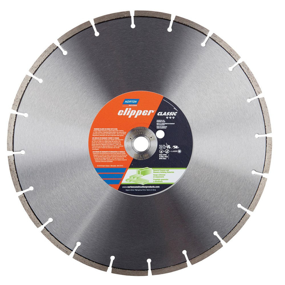 Norton 70184684268 Wet & Dry Cut Saw Blade: 14" Dia, 1" Arbor Hole, 0.125" Kerf Width, 20 Teeth