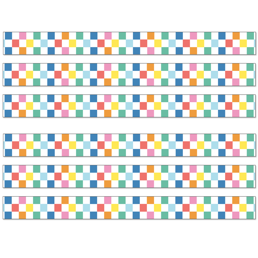 Decorate your bulletin boards and classroom walls with these Carson Dellosa Education Straight Borders. These borders can be cut and layered together so you can mix and match designs and customize the look of your classroom.  Printed on thick, flexible paper.  Easy to customize and add style to bulletin boards, desks, storage and more.  Borders can be cut and layered to add dimension or used individually.  Each pack includes a total of 36ft. Sold as 6 packs for a total of 72 strips (216").