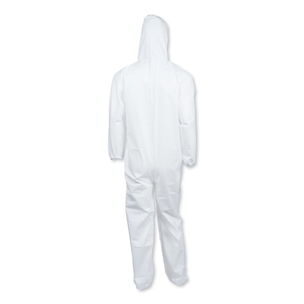SMITH AND WESSON KleenGuard™ 44323 A40 Elastic-Cuff and Ankle Hooded Coveralls, Large, White, 25/Carton