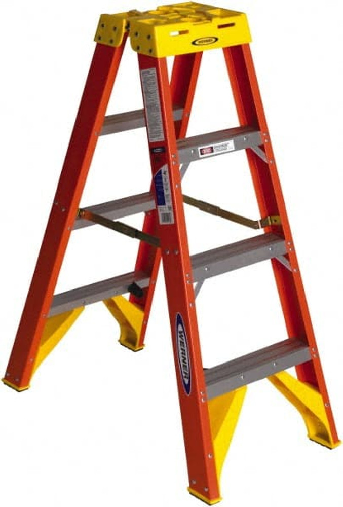 Werner T6204 3-Step Fiberglass Step Ladder: Type IA, 4' High