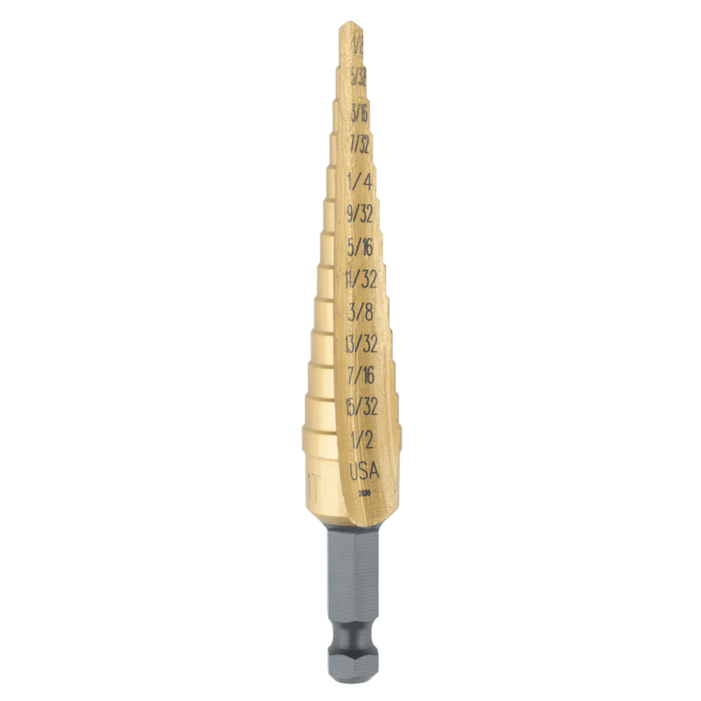 Ideal for drilling holes into thin materials such as stainless steel, copper, brass, aluminum, plastic and laminates  3 flatted shank prevents slipping in drill chuck  New SpeedPoint tip penetrates faster than previous Unibits and prevents walking  Single-flute cutting edge for greater control through steps