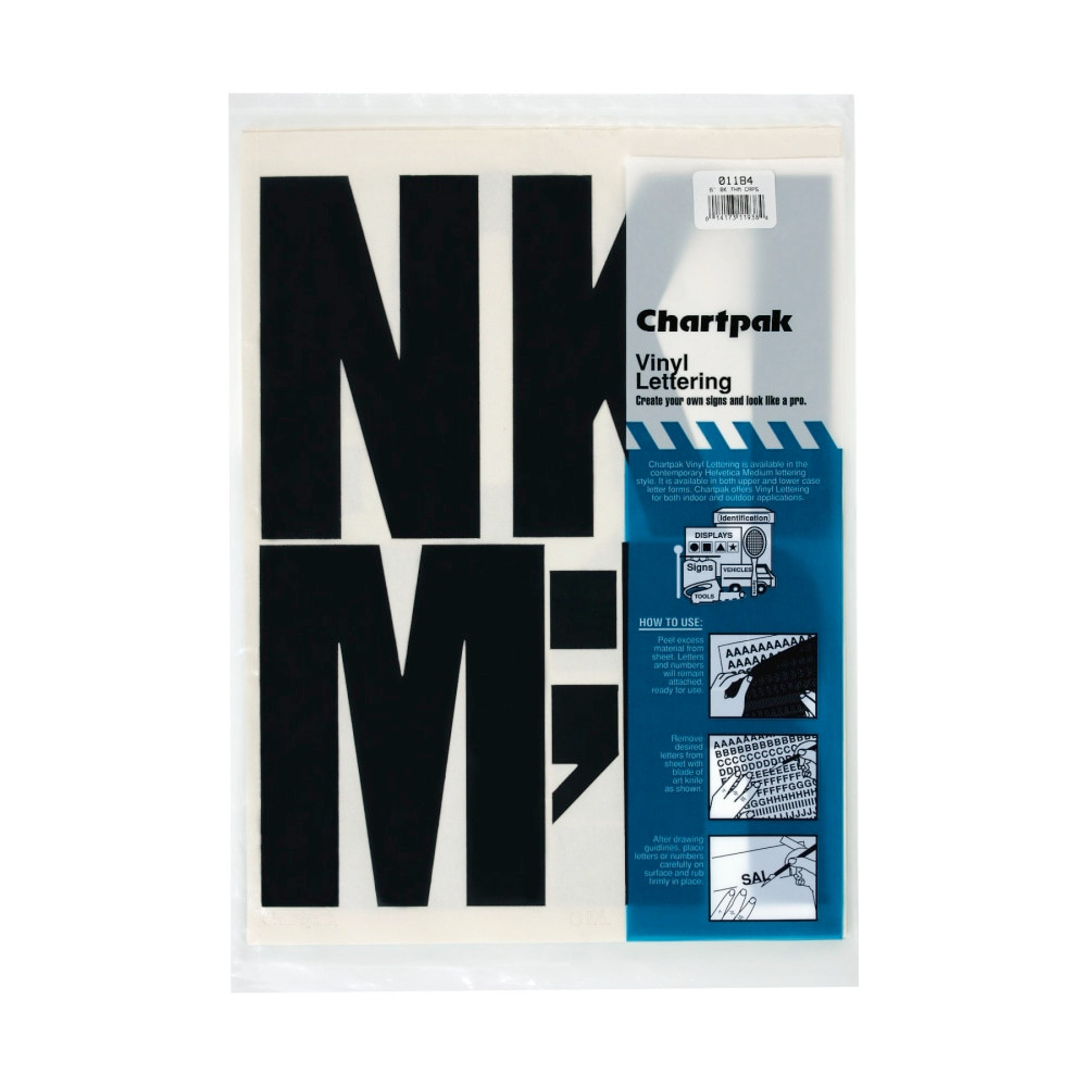 Can be used indoors or outdoors  Self-adhesive vinyl sticks to most clean, dry surfaces and allows indoor or outdoor use.  For signs, posters and equipment identification.  Includes 38 characters, consisting of uppercase letters and numbers.