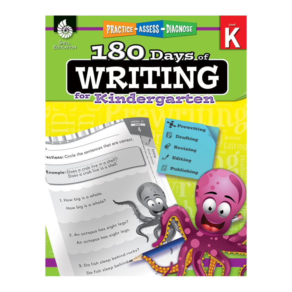 Develop your students creativity with help from these age-appropriate writing activities. As your students move through each 2-week lesson, they will learn how to use the writing process and strengthen essential language arts skills along the way.  Increase confidence in writing skills with fun and engaging daily activities. Workbook helps students build language and grammar skills through writing persuasive, informative and narrative pieces.  Daily practice pages include prewriting, drafting, revising, editing, publishing, opinion practice, narrative practice, informative/explanatory practice and more.  Mentor texts for each unit give students a basis for each 2-week lesson.  High-interest themes help keep young learners engaged in their work.  Genre-specific rubrics and data-analysis tools help teachers effectively instruct students and monitor progress.  Meets Common Core standards for writing.  Recommended for children ages 4-6.