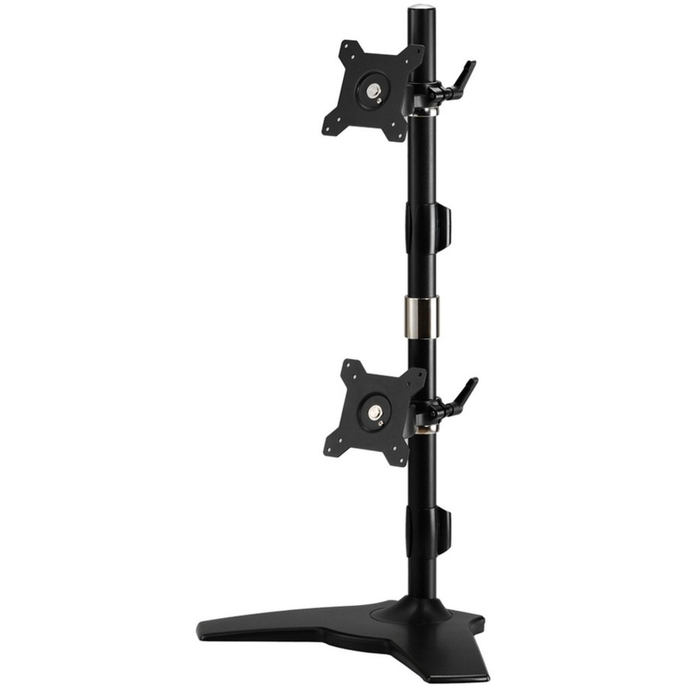 Supports Monitor Sizes 15in to 24in  Material: Aluminum Alloy  Set your dual monitors where you want them with 90 deg. rotation and adjustable heights  Arm angle and smart torque adjustability,  Max Weight: 17.6 lbs Per Hinge  Supports up to two LCD monitors to allow for a more functional environment due to its vertical construction