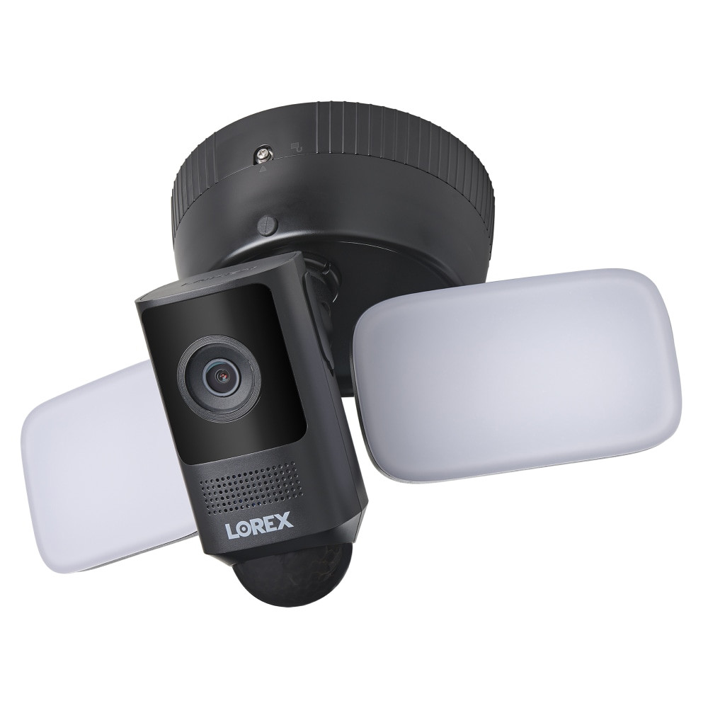 Make sure your property is well monitored with help from this Lorex floodlight camera. The Wi-Fi security camera offers 2-way talk, a manual siren function and adjustable floodlight brightness settings to help keep intruders at bay. The weather-resistant housing holds up to tough conditions, and you can even see clearly in low-light conditions thanks to night vision.  1/2.8in CMOS offers 2K, 4.0-megapixel (2560 x 1440) resolution to let you see activity clearly.  104 deg. horizontal field of view to offer generous coverage.  33ft of IR night vision and Color Night Vision with ambient lighting help you see clearly at night.  Floodlight LED temperature and brightness can be customized with 4 light modes, including Motion, Cameras, Manual and Scheduled.  Dual-band Wi-Fi (802.11b/g/n) technology allows wireless connectivity.  2-way talk with a built-in speaker and microphone to communicate with those on screen.  Siren function helps deter unwanted guests.  Allows remote viewing via the Lorex Home app. Sends you notifications when animal, vehicle or human motion is detected.  Live View automatically tracks the motion on screen.  Compatible with Google Assistant and Amazon Alexa. Also compatible with Lorex Fusion Collection products, including 4K DVRs and NVRs.  Made with IP65 weather-resistant housing to handle inclement conditions.  Designed for wall or ceiling mounting.  Lorex camera system comes with a 32GB microSD card pre-installed (recording slot supports up to 256GB), a mounting kit and a quick-start guide.  Backed by the manufacturers 1-year limited warranty.