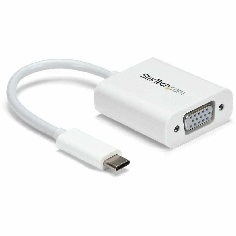 Connect your MacBook, Chromebook or laptop with USB Type-C to a VGA monitor or projector. This USB-C to VGA video adapter lets you output high-definition VGA video from your USB Type-C device. USB Type-C is a universal connectivity standard that combines all of your essential functions into one dynamic port. The connector is featured on ultra-portable devices with USB 3.1 Gen 1. This adapter works with USB-C devices that pass a DisplayPort video signal, such as the MacBook and Chromebook Pixel. Its also compatible with Thunderbolt 3 ports. This USB Type-C video adapter maximizes portability with a lightweight, small-footprint design. Its the perfect accessory to carry with your MacBook or Chromebook, because it fits easily into your laptop bag or carrying case. This ultra-portable design makes this adapter perfect for BYOD (Bring Your Own Device) applications at the office. This adapter lets you take advantage of the versatile USB Type-C port on your portable device. The USB Type-C connector is reversible, so no matter how you plug it in, the adapter will always work, which saves you the hassle and embarrassment of struggling with your device when you are trying to deliver a presentation or collaborate with a colleague. The adapter supports video resolutions up to 1920x1200 or 1080p. You will be surprised at the picture quality the adapter provides, even when connected to a legacy VGA monitor, projector or television. The adapter harnesses the video capabilities that are built into your USB Type-C connection, to deliver every detail in stunning high-definition. The CDP2VGAW features a white housing that looks great with your MacBook. Note: Your USB-C equipped device must support video to work with this adapter. The adapter will not output digitally encrypted content.   Supporting display resolutions of up to 1920x1200. This cost-effective solution maintains the incredible graphical performance offered by DisplayPort, while eliminating the cost of having to upgrade your HDMI-capable display to a display with built-in DisplayPort support.