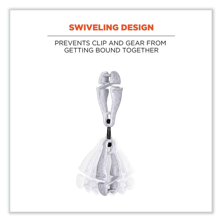 TENACIOUS HOLDINGS, INC. ergodyne® 19415 Squids 3420 Dual Clip Swivel Glove Clip Holder, 1 x 0.6 x 5.5, Acetal Copolymer, Granite