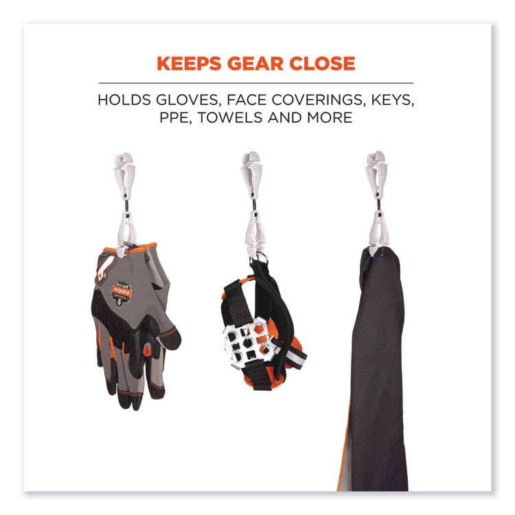TENACIOUS HOLDINGS, INC. ergodyne® 19415 Squids 3420 Dual Clip Swivel Glove Clip Holder, 1 x 0.6 x 5.5, Acetal Copolymer, Granite