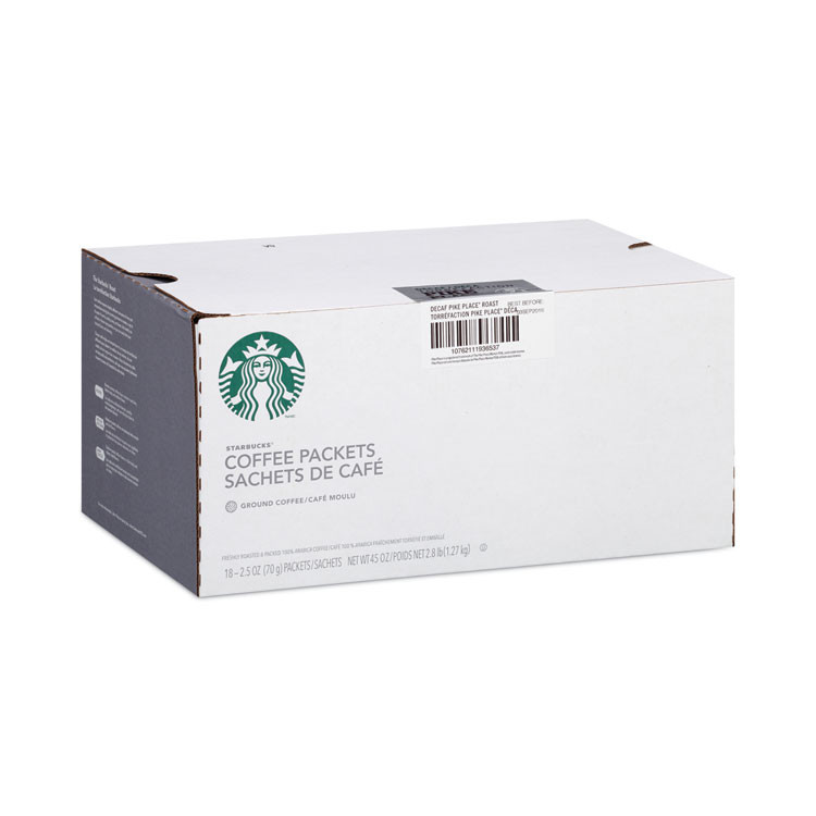 STARBUCKS COFFEE COMPANY 11023061CT Coffee, Pike Place Decaf, 2.5 oz Packet, 72/Carton