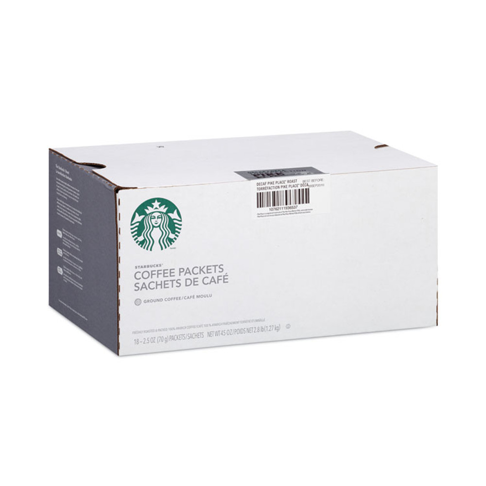 STARBUCKS COFFEE COMPANY 11023061CT Coffee, Pike Place Decaf, 2.7 oz Packet, 72/Carton