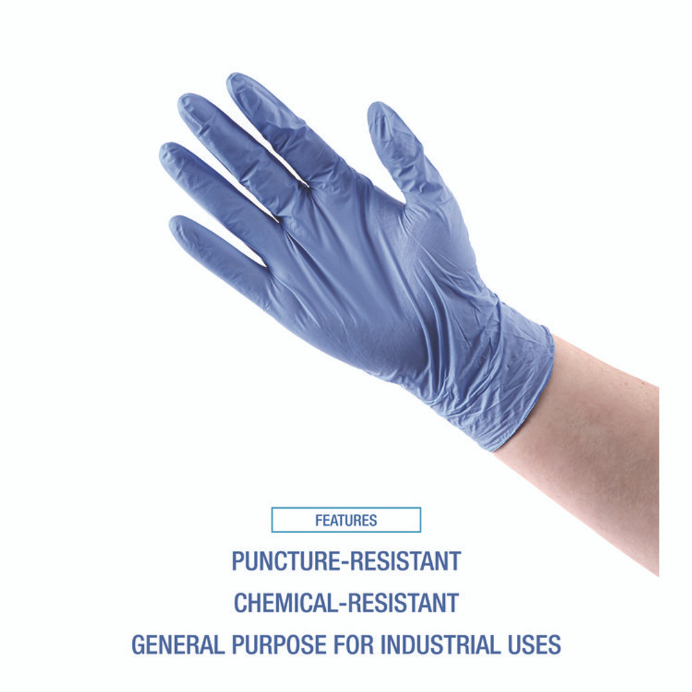 BOARDWALK 380MCTA Disposable General-Purpose Nitrile Gloves, Medium, Blue, 4 mil, 1,000/Carton