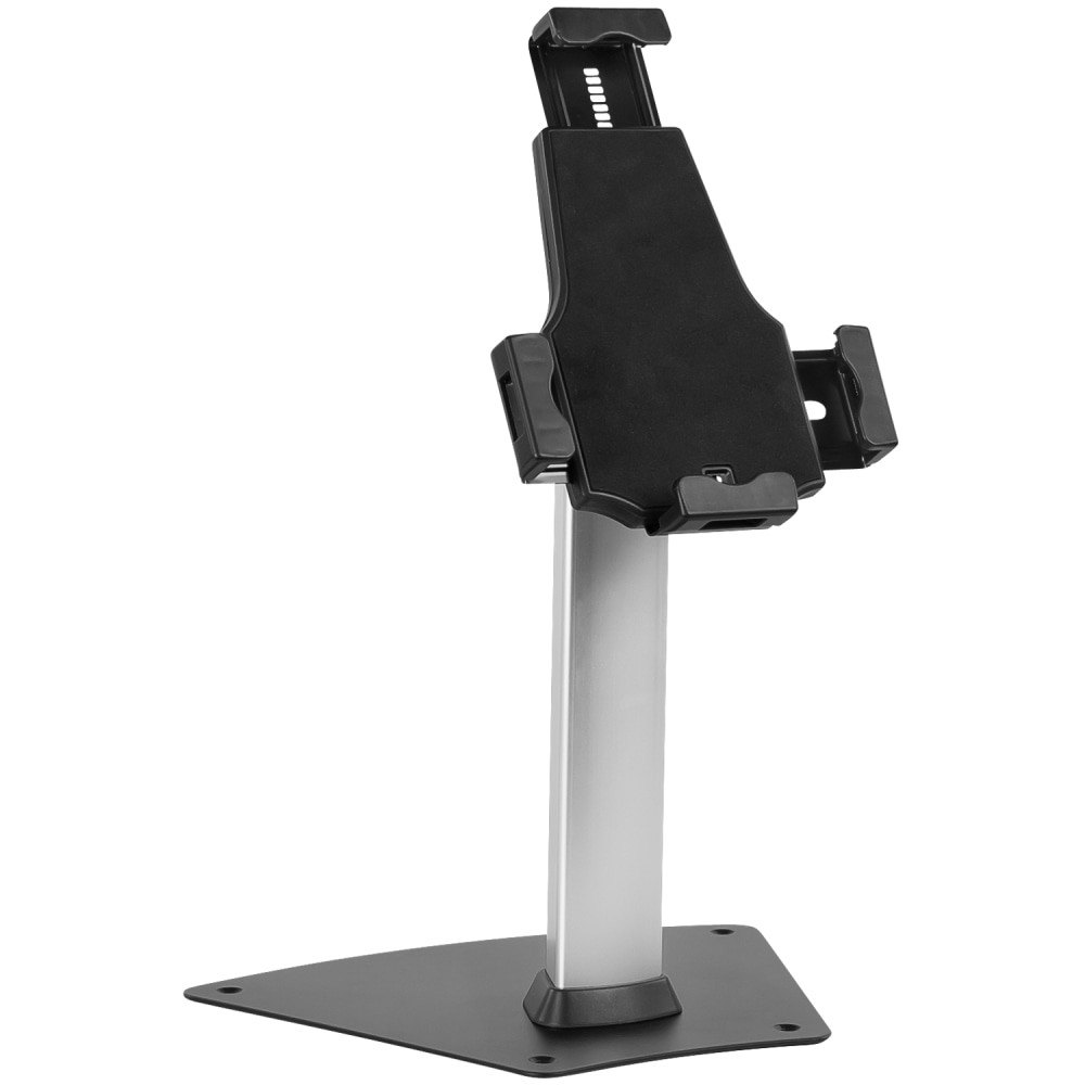 Secure your tablet with the Mount-It MI-3784 Stand With Cable Lock. This stand can mount select iPad and Samsung Galaxy models, as well as most 7.9in to 10.5in tablets, for advertising or digital displays with retractable clamps to secure your device. You can also rotate your device 360 deg. to find a comfortable view.  Fits most 7.9in - 10.5in tablets  Screen Rotation: 360 deg.  Lockable Enclosure
