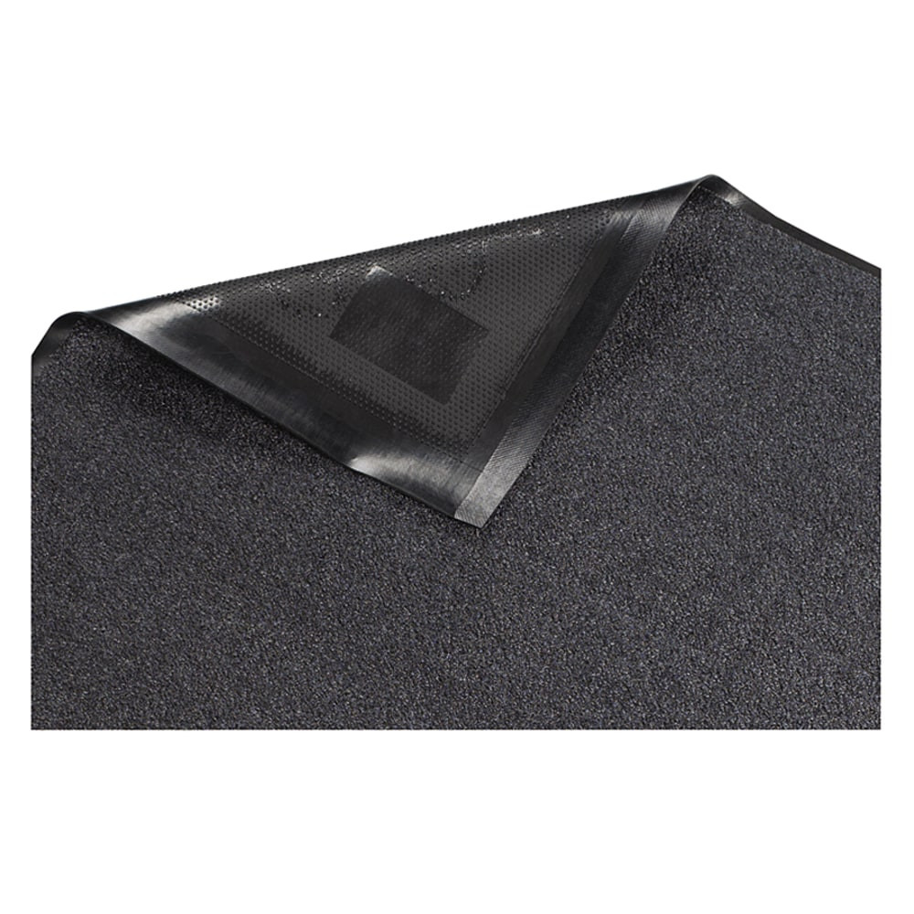 Indoor mat is ideal for indoor, high traffic areas.  Made with high-quality nylon carpet with reinforced border edges.  Extremely durable nitrile rubber backing ensures stability on smooth and textured surfaces.  Maintenance-free mat traps solid and liquid waste and debris.  Unique "picture frame" all-rubber backs allow mat to lie flat at edges.