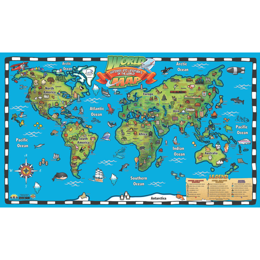Enjoy hours of fun and learning with this Popar Kids World Map Interactive Wall Chart. This interactive chart features educational read-alongs and videos in the compatible app.  Laminated construction for long-lasting use.  Compatible with a free app for interactive learning.  Includes reads-alongs and videos about the ancient world, modern world and natural wonders.
