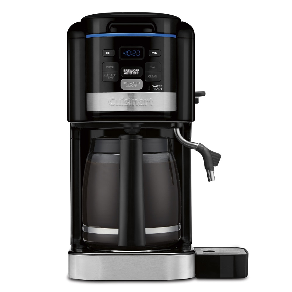 Start each morning with a cup of fresh, aromatic coffee from the Cuisinart Automatic Grind And Brew Coffeemaker, a coffee grinder and maker in one. This coffeemaker/grinder combo makes it easy to go from coffee beans to grounds in an instant.  12-cup coffeemaker with grinder lets you brew enough for a group.  Automatic grinder puts fresh grounds at your fingertips.  24-hour programmable brew start helps save time in the morning.  Brew-and-pause function lets you sneak a cup before the pot is completely full.  Auto shutoff provides safety.  Black for a sleek touch.