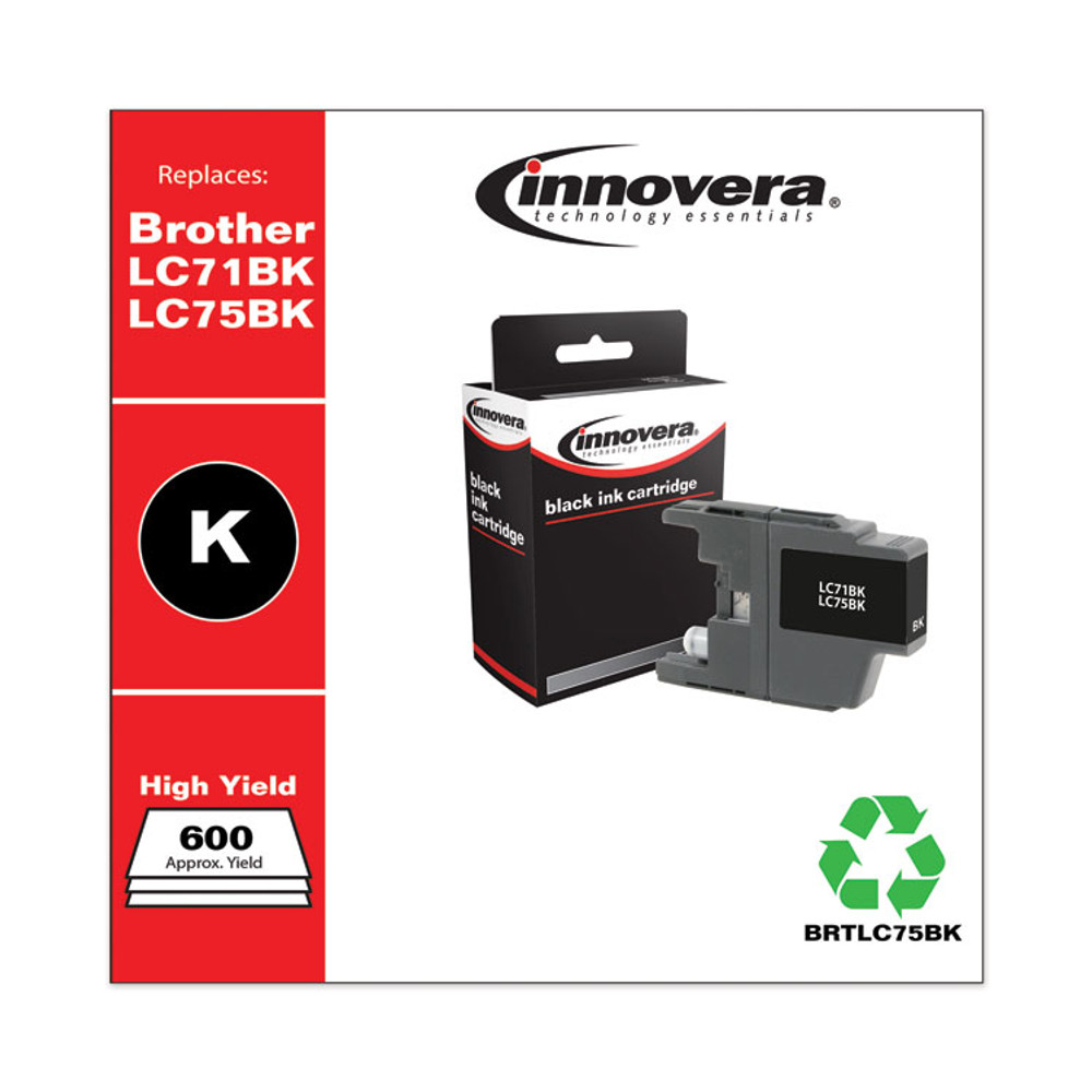 INNOVERA LC75BK Remanufactured Black High-Yield Ink, Replacement for LC75BK, 600 Page-Yield