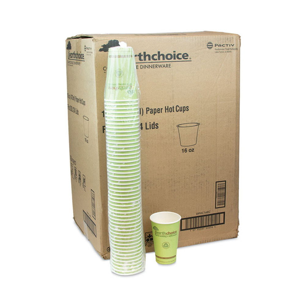 PACTIV EVERGREEN CORPORATION DPHC16EC EarthChoice Compostable Paper Cup, 16 oz, Green, 1,000/Carton