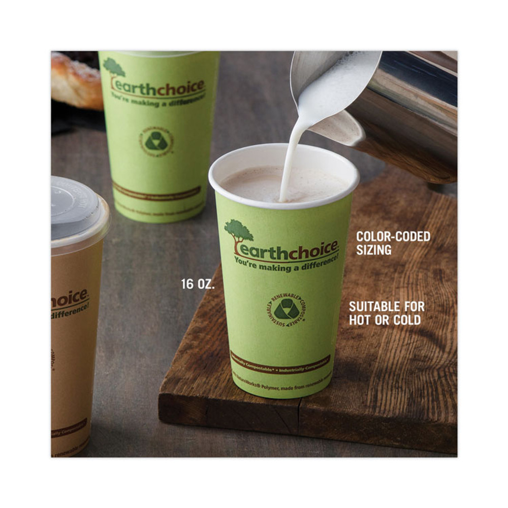 PACTIV EVERGREEN CORPORATION DPHC16EC EarthChoice Compostable Paper Cup, 16 oz, Green, 1,000/Carton