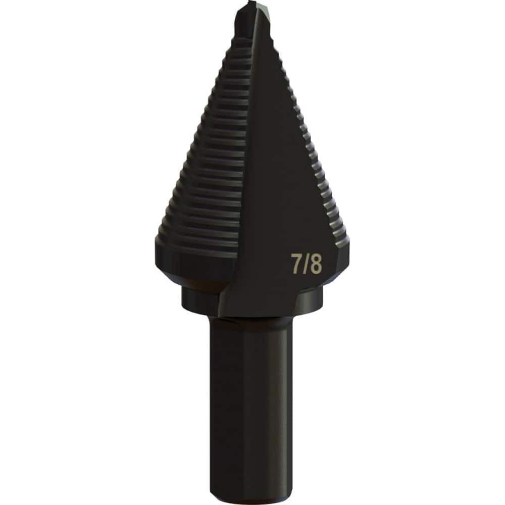 Greenlee GSB07 Step Drill Bits: 3/16" to 7/8" Hole Dia, 3/8" Shank Dia, Steel, 1 Hole Sizes