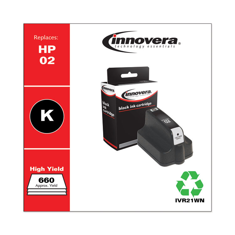 INNOVERA 21WN Remanufactured Black Ink, Replacement for 02 (C8721WN), 660 Page-Yield