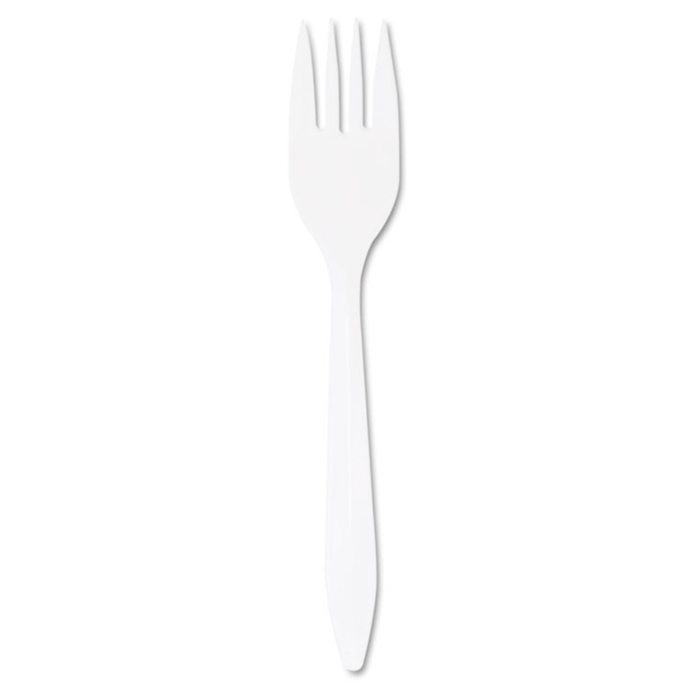 DART F6BW Style Setter Mediumweight Plastic Forks, White, 1000/Carton