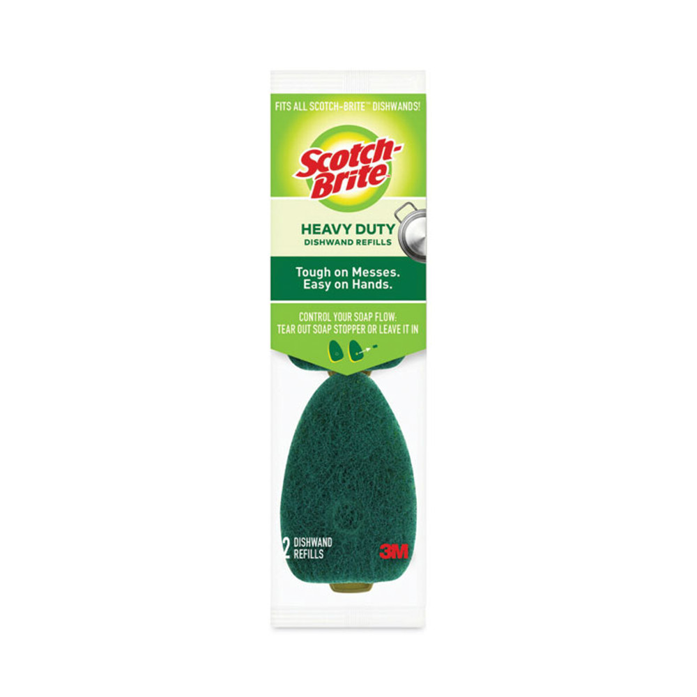 3M/COMMERCIAL TAPE DIV. Scotch-Brite® 481-7-RSC Soap-Dispensing Dishwand Sponge Refills, 2.9 x 2.2, Green, 2/Pack