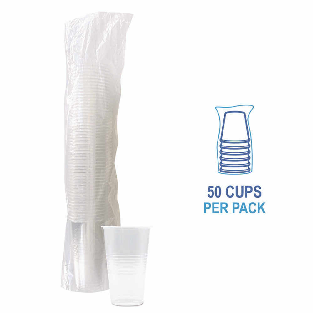 BOARDWALK TRANSCUP20PK Translucent Plastic Cold Cups, 20 oz, Clear, 50/Pack