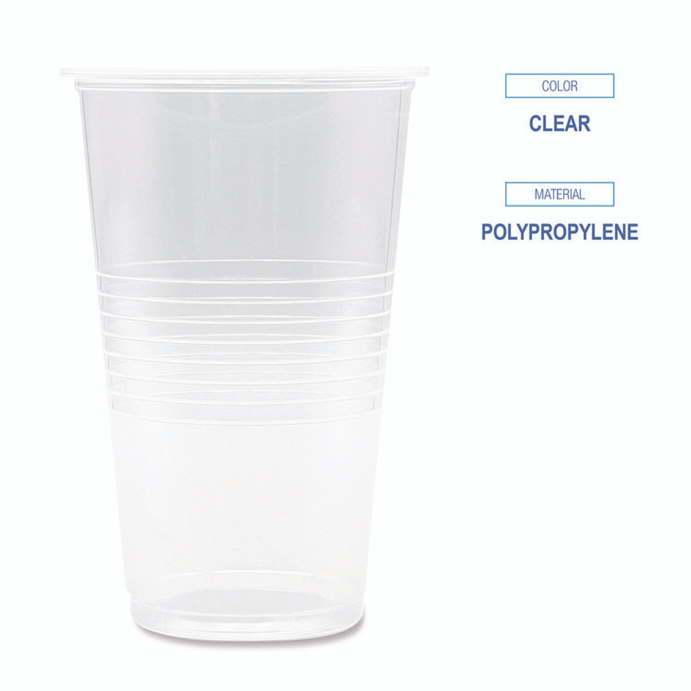 BOARDWALK TRANSCUP20PK Translucent Plastic Cold Cups, 20 oz, Clear, 50/Pack