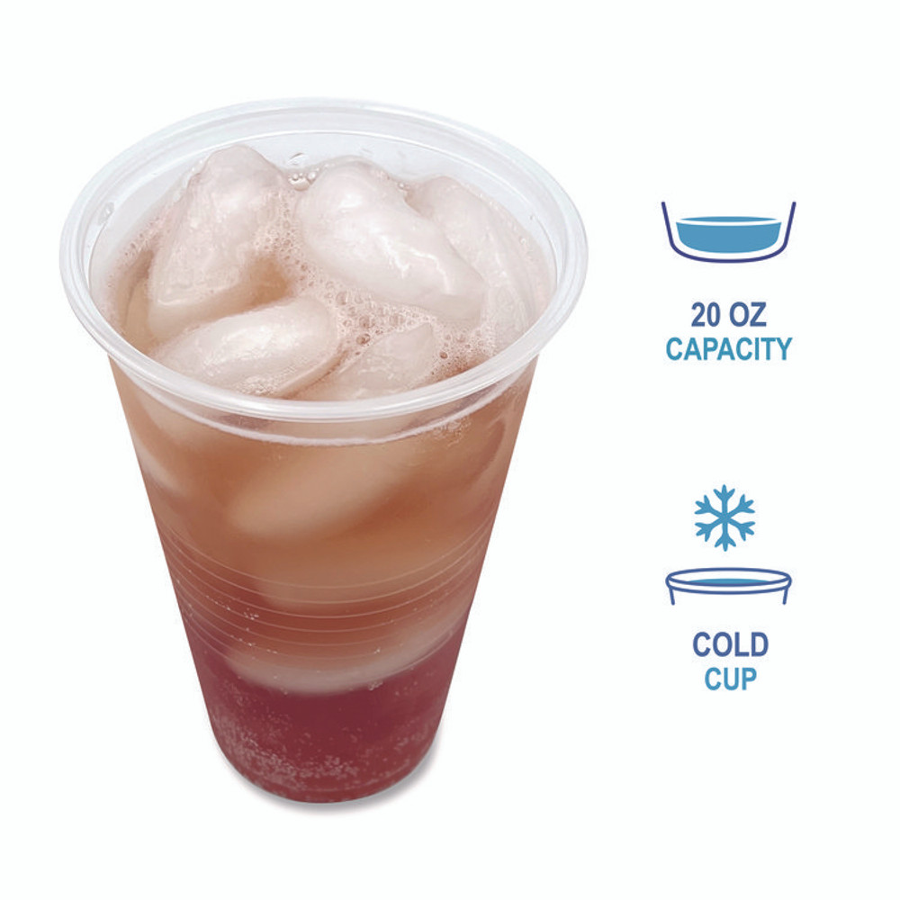 BOARDWALK TRANSCUP20PK Translucent Plastic Cold Cups, 20 oz, Clear, 50/Pack