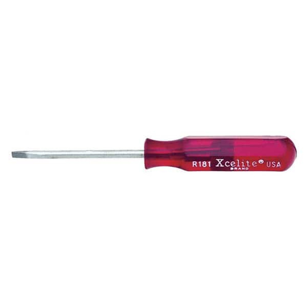 Xcelite R181N Slotted Screwdriver: 0.13" Width, 4-1/4" OAL