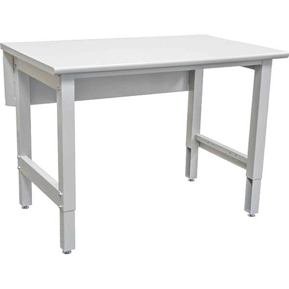 Treston 14-C12041208 Stationary Work Benches, Tables; Bench Style: Work Bench ; Leg Style: Manual Height Adjustment ; Color: Gray ; Load Capacity (Lb.): 2000 ; Top Material: Laminate ; Top Thickness: 1mm; 1in