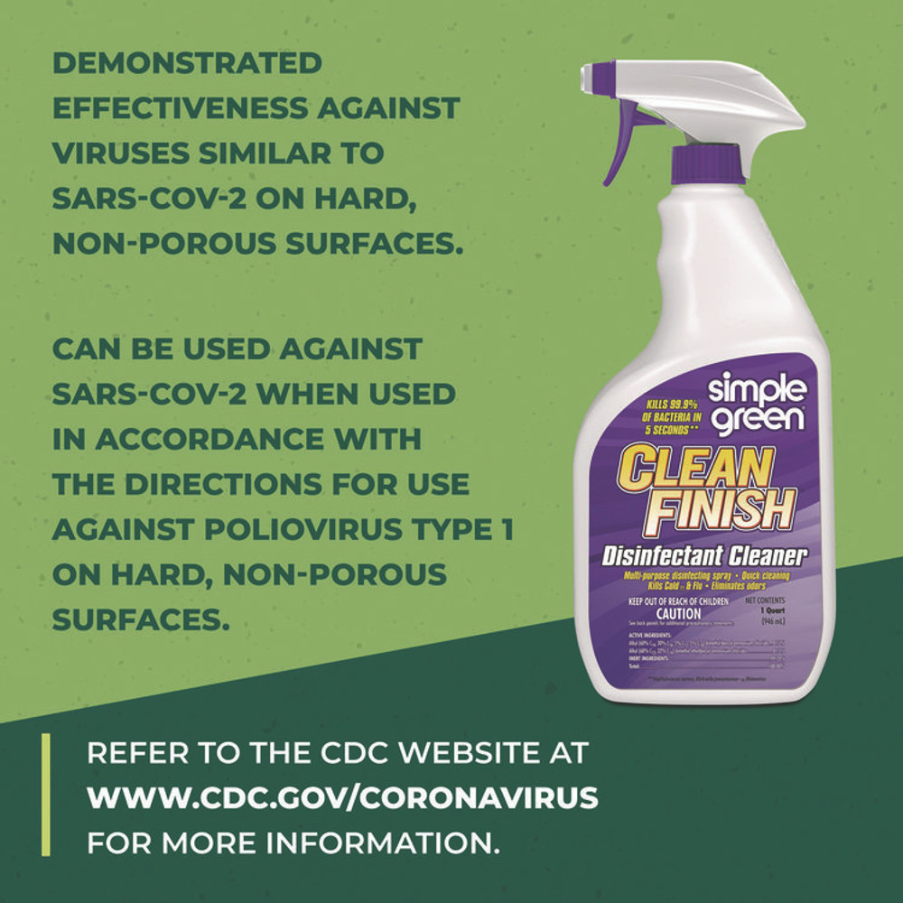 SUNSHINE MAKERS, INC. Simple Green® 01032 Clean Finish Disinfectant Cleaner, Herbal, 32 oz Spray Bottle, 12/Carton
