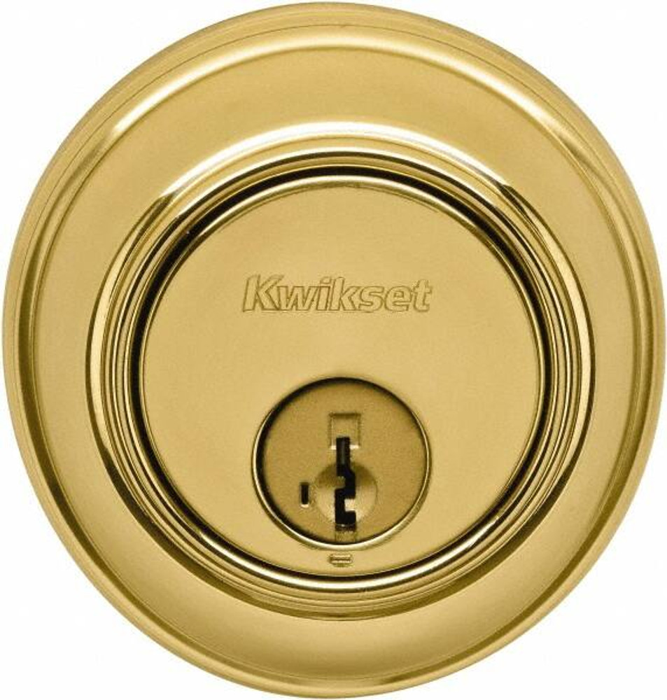 Kwikset 76-603-01A 1-1/2 to 1-3/4 Inch Door Thickness, Polished Brass, Single Cylinder with Thumb Turn, Deadbolt