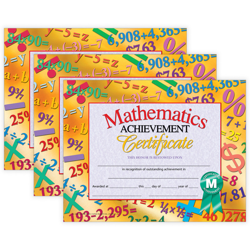 FLIPSIDE Hayes Publishing Mathematics Achievement Certificate, 30 Per Pack, 3 Packs