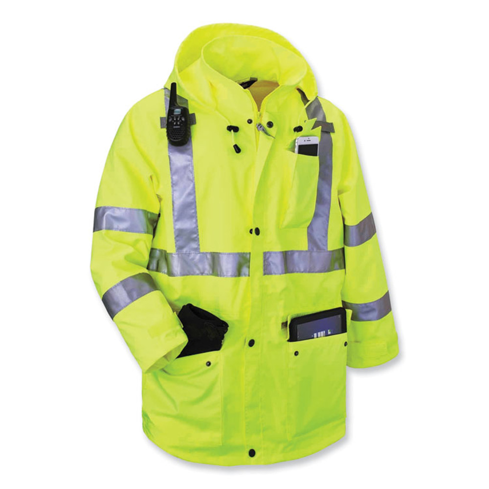 TENACIOUS HOLDINGS, INC. ergodyne® 24386 GloWear 8385 Class 3 Hi-Vis 4-in-1 Jacket, 2X-Large, Lime