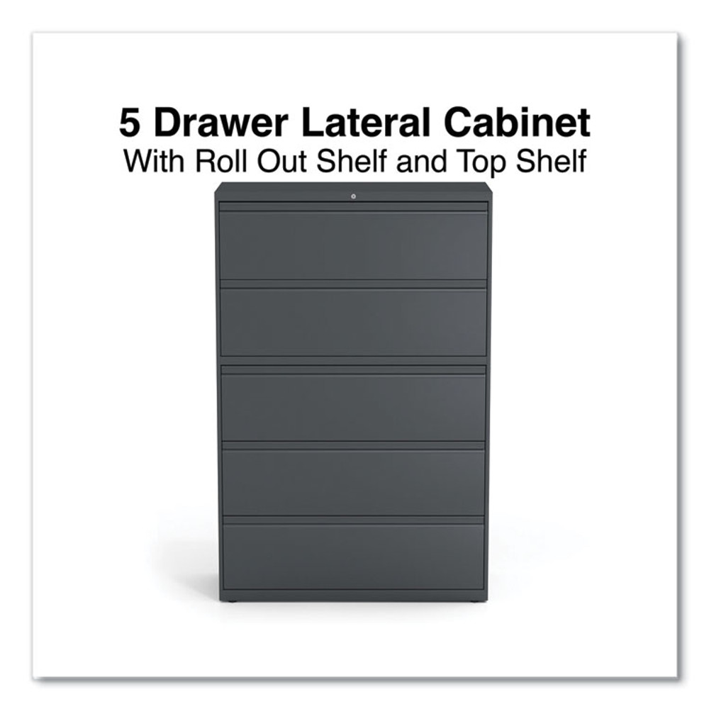 ALERA HLF4267CC Lateral File, 5 Legal/Letter/A4/A5-Size File Drawers, Charcoal, 42" x 18.63" x 67.63"