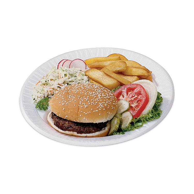 DART 9PWQRPK Quiet Classic Laminated Foam Dinnerware Plate, 9" dia, White, 125/Pack