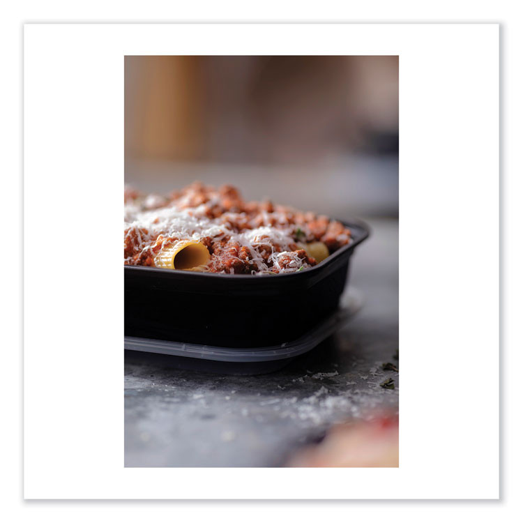 PACTIV EVERGREEN CORPORATION NV2GRT3688B EarthChoice Versa2Go Microwaveable Container, 36 oz, 8.4 x 5.6 x 2, Black/Clear, Plastic, 150/Carton