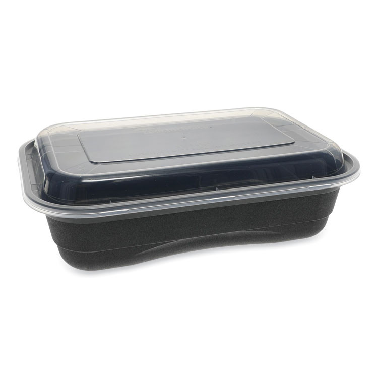 PACTIV EVERGREEN CORPORATION NV2GRT3688B EarthChoice Versa2Go Microwaveable Container, 36 oz, 8.4 x 5.6 x 2, Black/Clear, Plastic, 150/Carton
