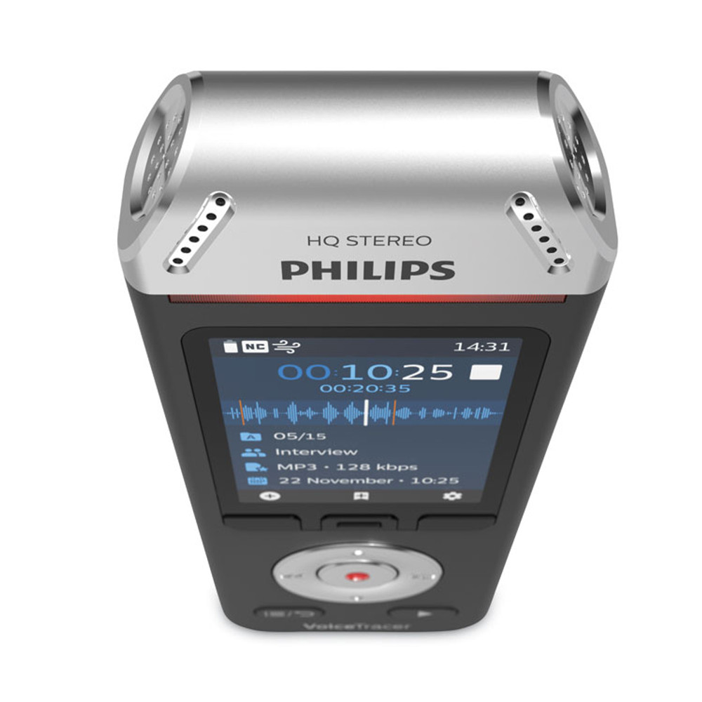 PHILIPS SPEECH PROCESSING DVT2110 Voice Tracer DVT2110 Digital Recorder, 8 GB, Black/Silver