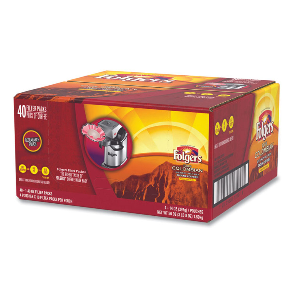 KEURIG DR PEPPER Folgers® 10107 Coffee Filter Packs, 100% Colombian, 1.4 oz Pack, 40/Carton