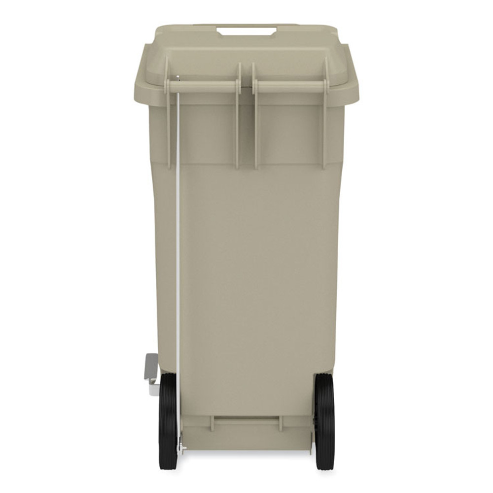 SAFCO PRODUCTS 9926TN Plastic Step-On Receptacle, 32 gal, Metal, Tan