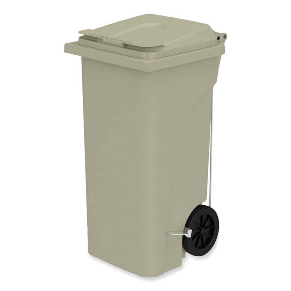 SAFCO PRODUCTS 9926TN Plastic Step-On Receptacle, 32 gal, Metal, Tan