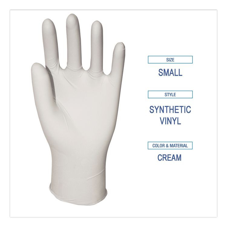BOARDWALK 315SBX Powder-Free Synthetic Vinyl Gloves, Small, 4 mil Thick, 9.5" Long, Cream, 100/Box