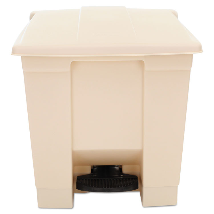 RUBBERMAID COMMERCIAL PROD. 6143 BEI Indoor Utility Step-On Waste Container, 8 gal, Plastic, Beige