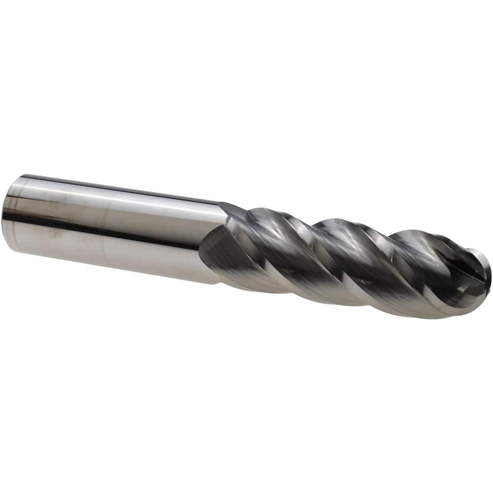 Accupro 12184889 Ball End Mill: 1" Dia, 3" LOC, 4 Flute, Solid Carbide