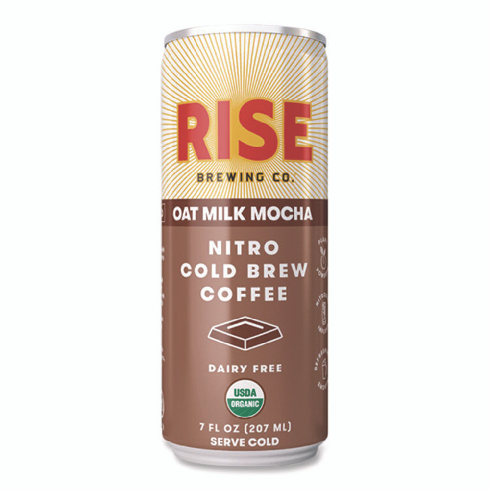 RISE BREWING CO. 00049 Nitro Cold Brew Latte, Oat Milk Mocha, 7 oz Can, 12/Carton