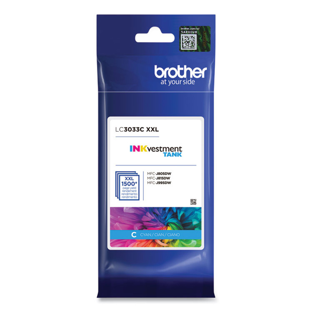 BROTHER INTL. CORP. LC3033C LC3033C INKvestment Super High-Yield Ink, 1,500 Page-Yield, Cyan