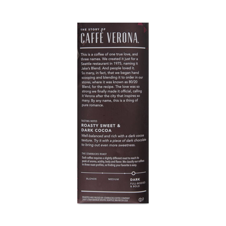 STARBUCKS COFFEE COMPANY 11018131 Coffee, Caffe Verona, Ground, 1lb Bag